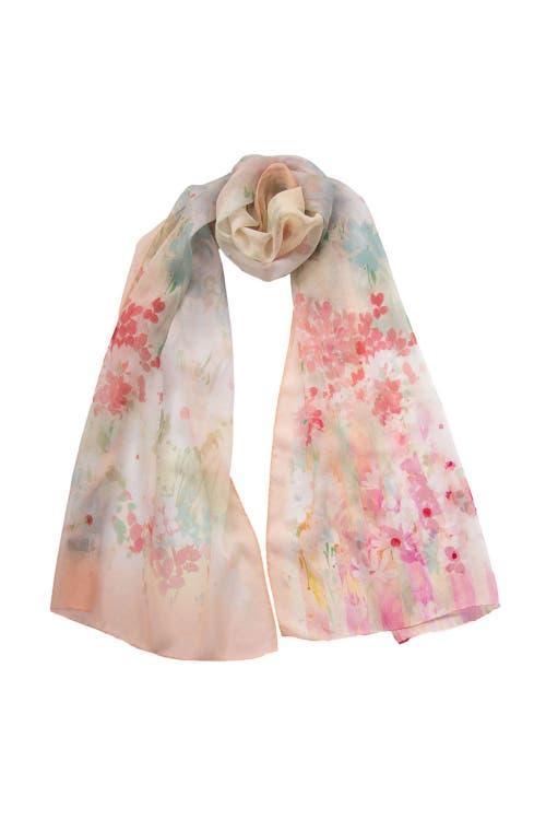 Elizabetta Meadow - Long Sheer Silk Scarf for Women in Salmon Pink at Nordstrom Product Image