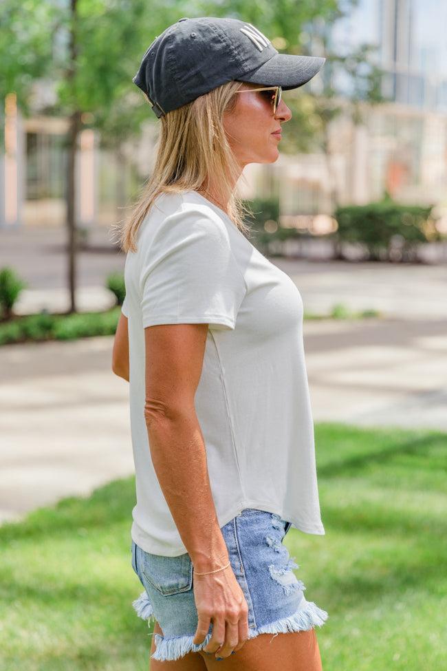 Plain Jane Ivory V-Neck Tee Product Image