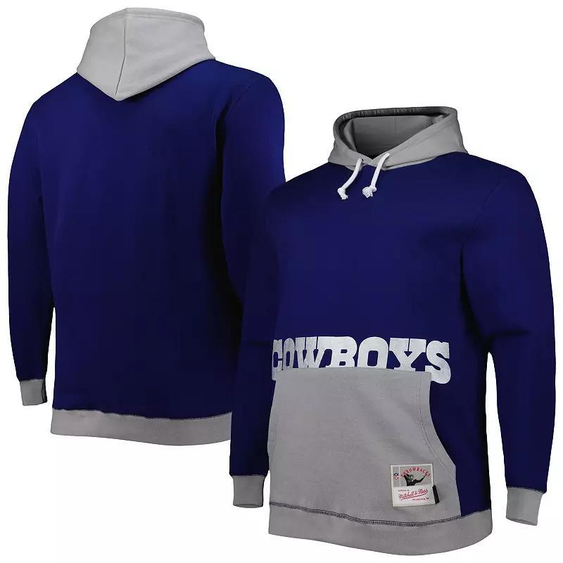 Men's Mitchell & Ness Navy/Silver Dallas Cowboys Big & Tall Big Face Pullover Hoodie, Size: 3XLT, Blue Product Image