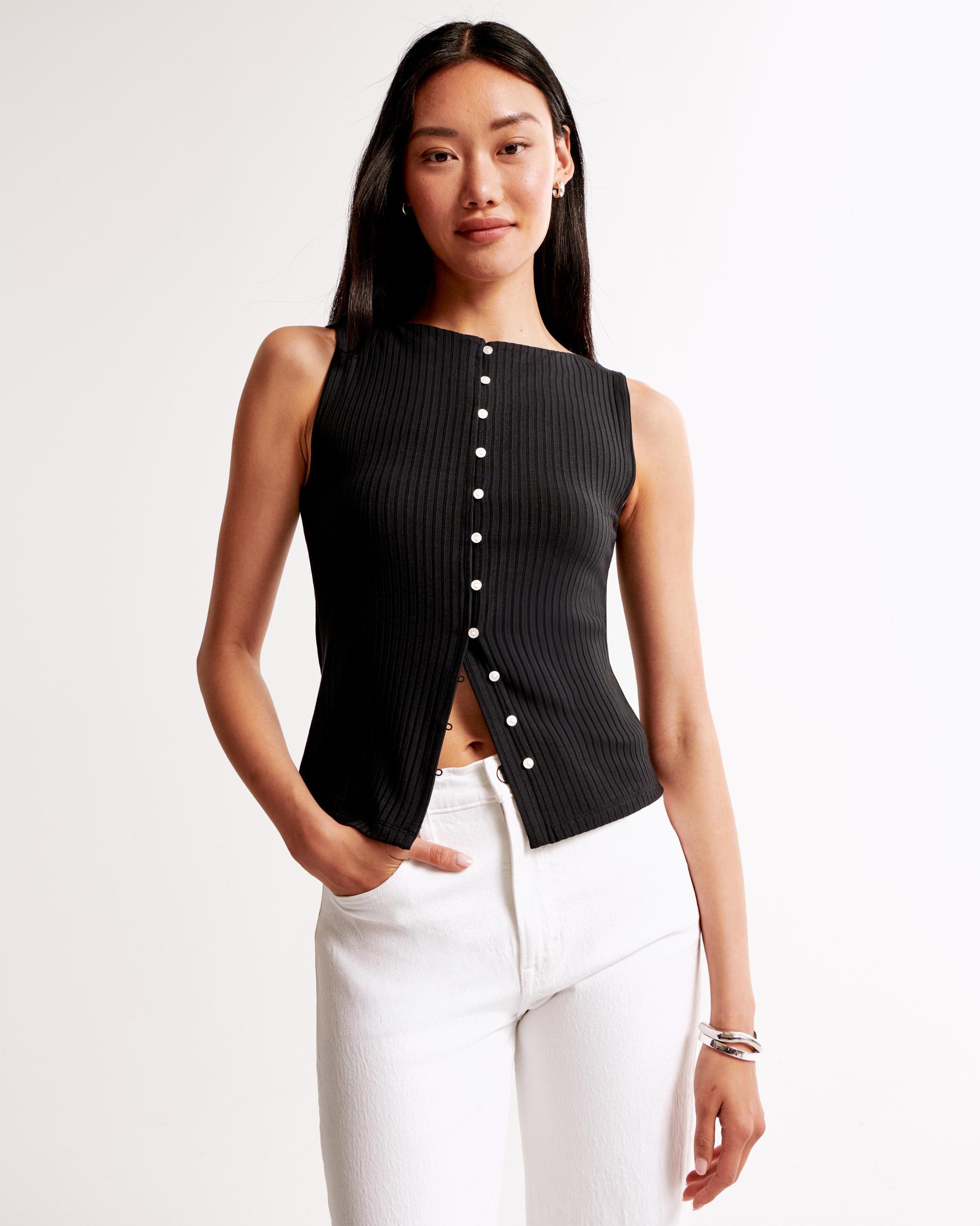Wide Rib Button-Through Slash Top Product Image