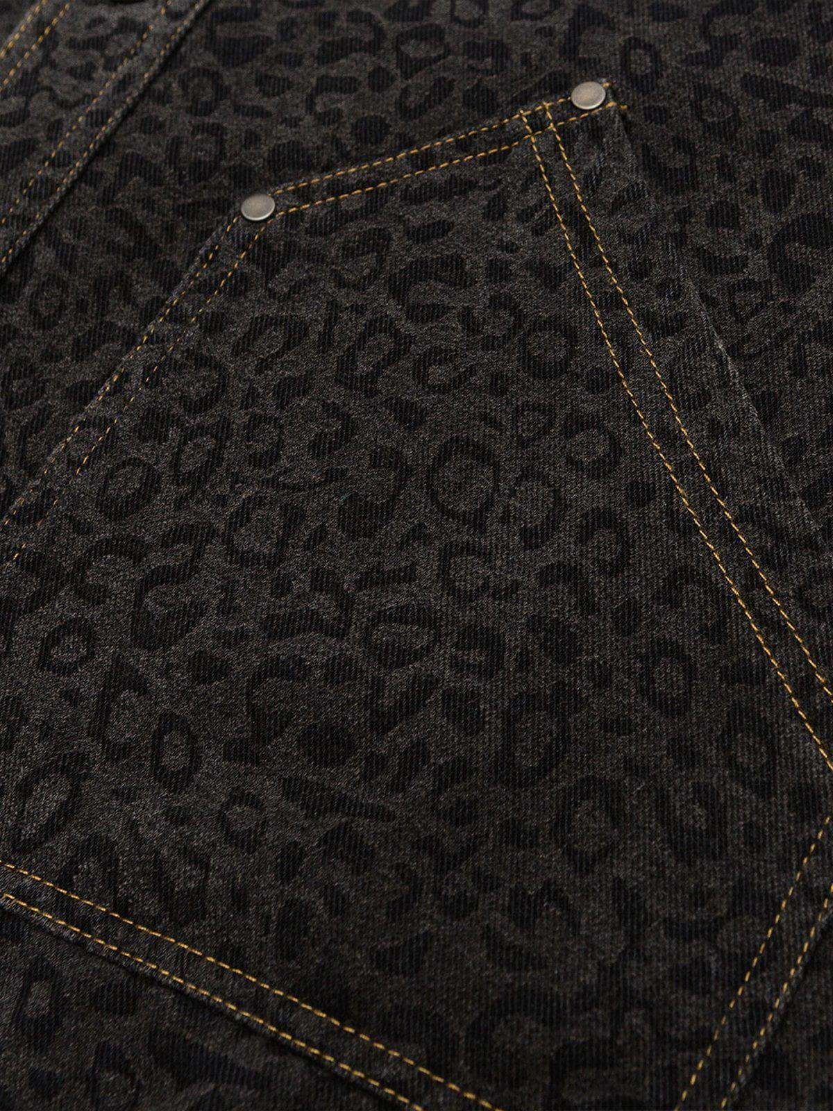 Aelfric Eden Black Leopard Print Denim Jacket Product Image