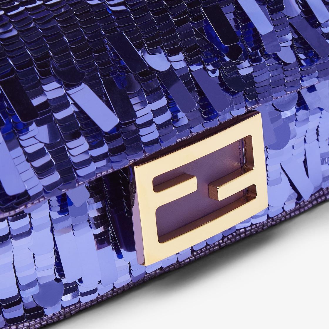 Baguette MiniBag embroidered with purple sequins Product Image