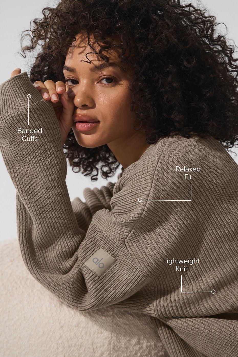 Domain Rib Knit Crew Sweater - Gravel Female Product Image