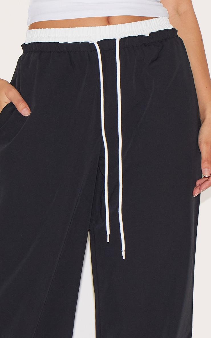 Black Boxer Detail Drawstring Waist Pants Product Image