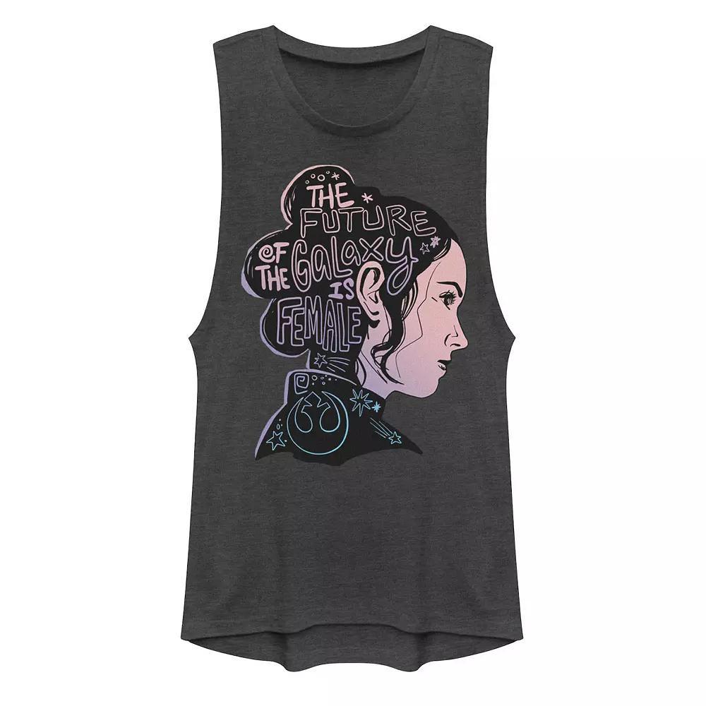 Juniors' Star Wars Rey "The Future Of The Galaxy Is Female" Muscle Tank Top, Girl's, Size: XL, Grey Product Image