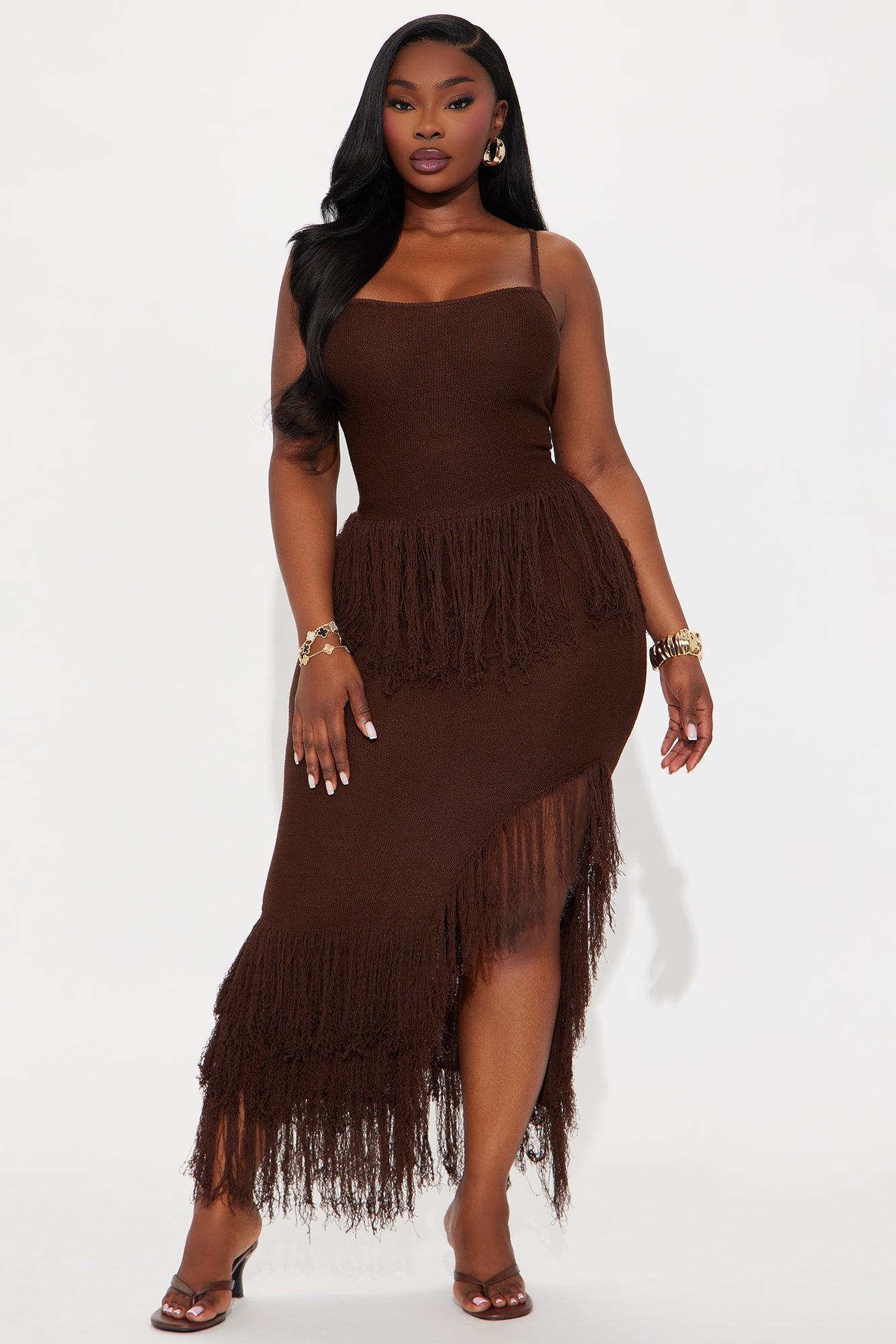 Happy To Be Here Crochet Skirt Set - Brown Product Image