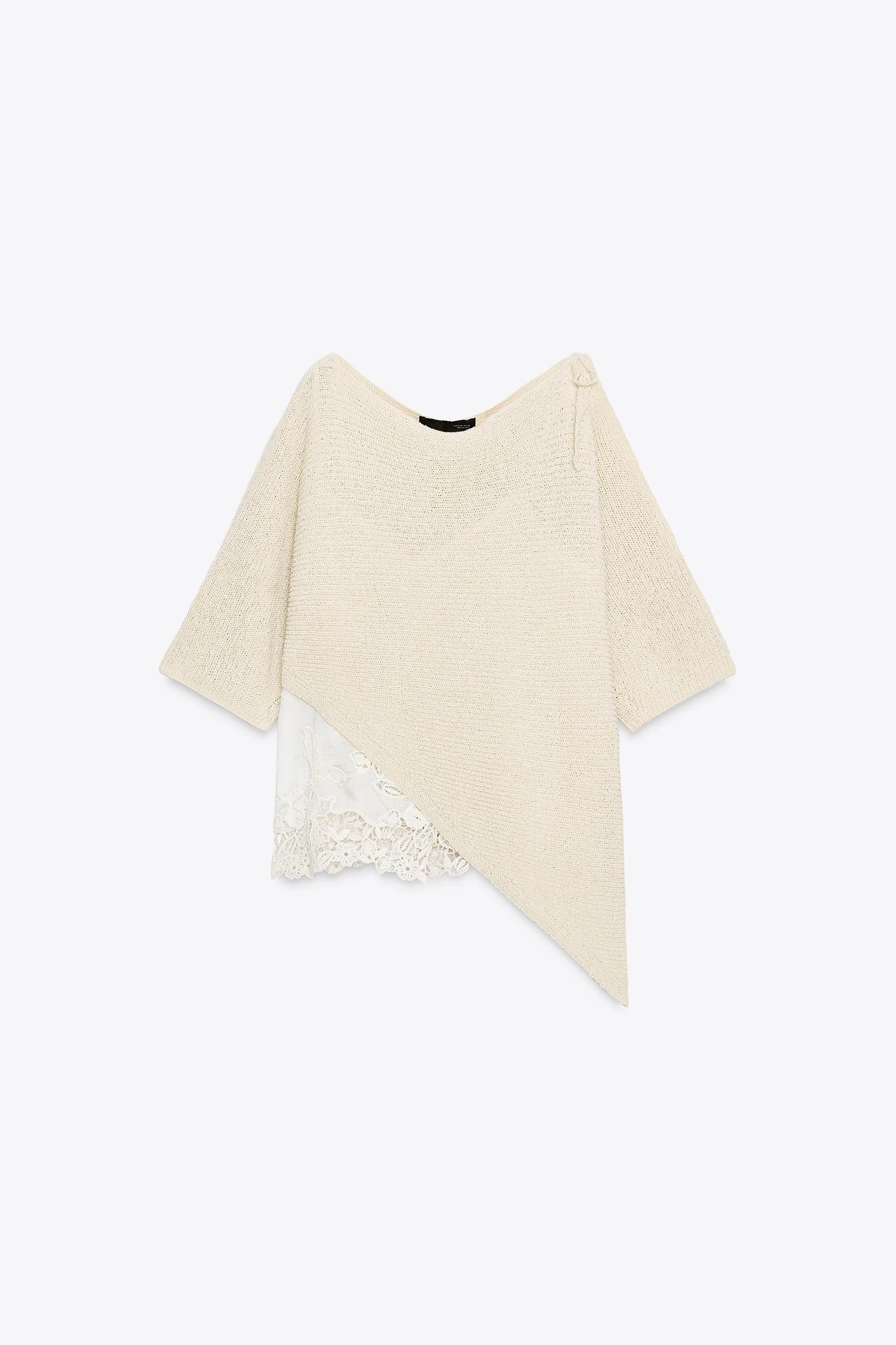 ASYMMETRICAL COMBINATION KNIT TOP Product Image