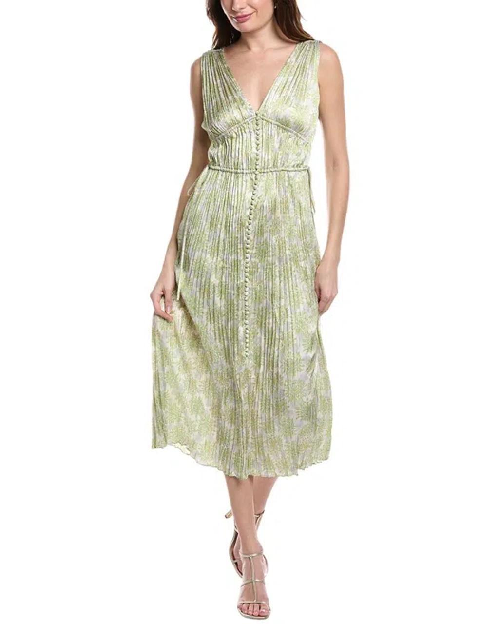 REBECCA TAYLOR Mini Astera Fleur Button Front Midi Dress In Yellow Product Image