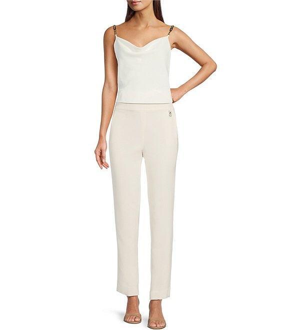 KARL LAGERFELD PARIS Slim Elastic Waistband Flat Front Pant Product Image