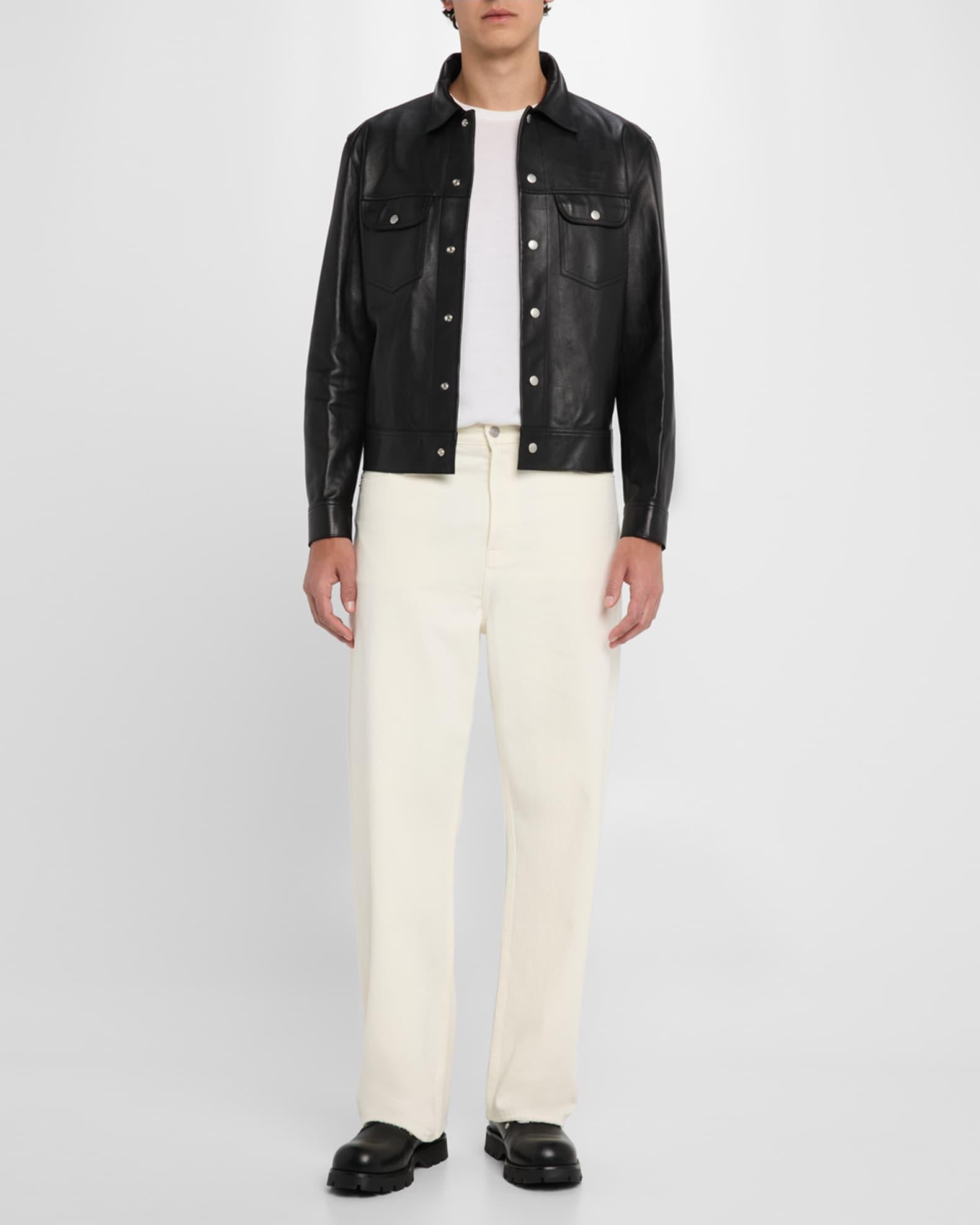 Mens Leather Trucker Jacket Product Image