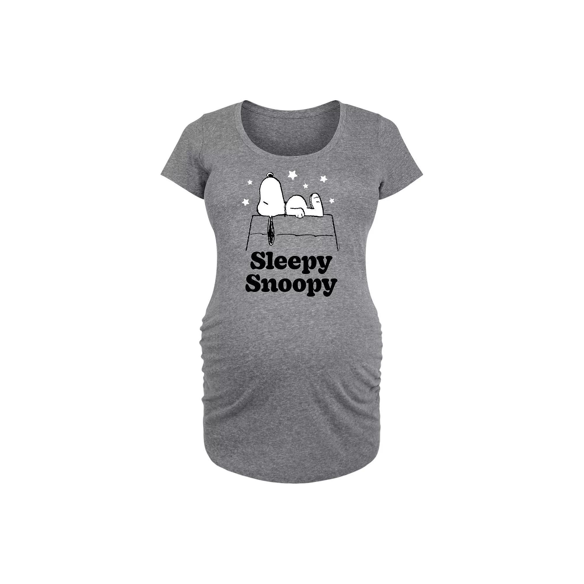 Maternity Peanuts Sleepy Snoopy Graphic Tee, Women's, Size: Medium-Mat, Grey Gray Product Image