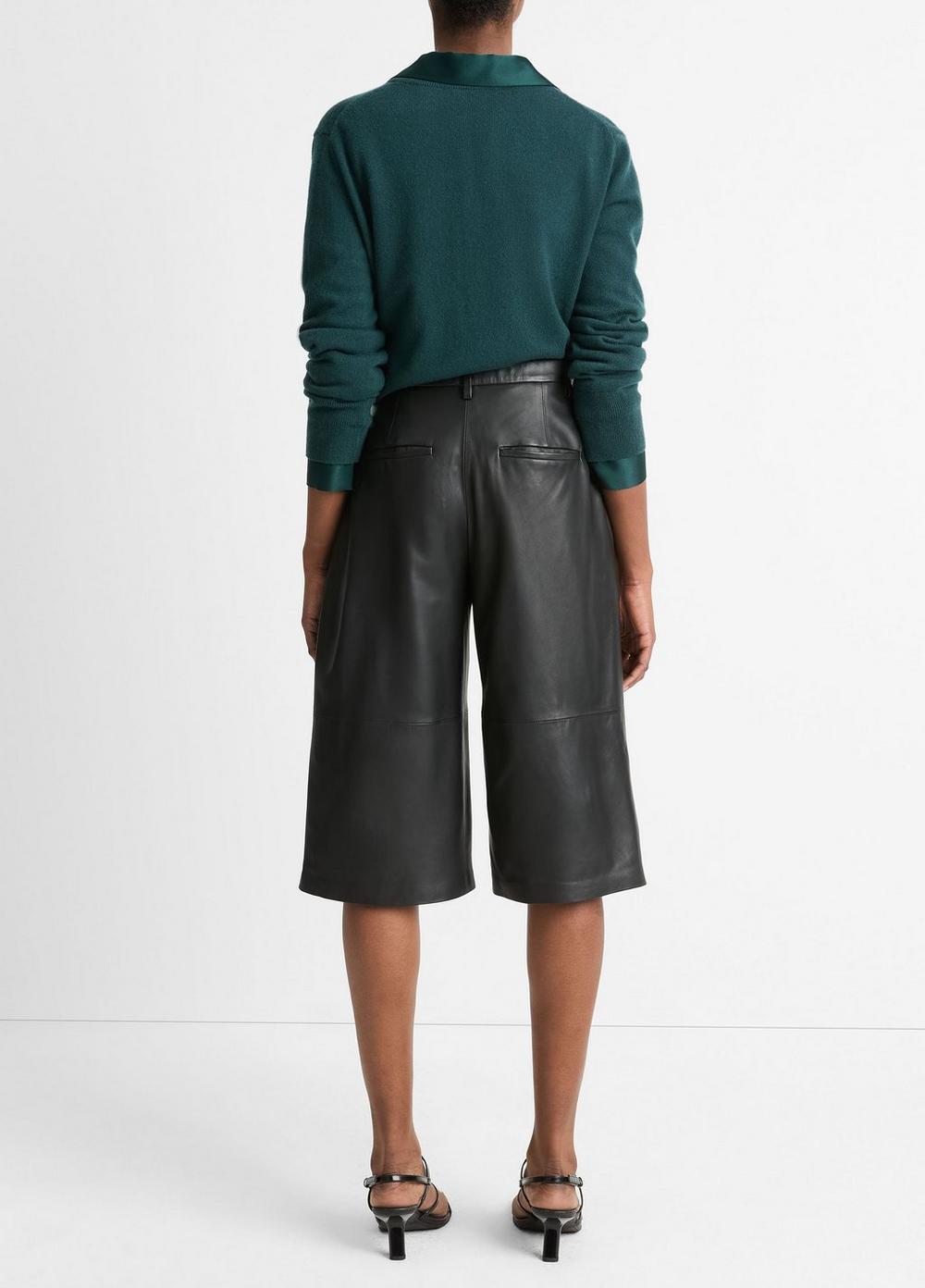 Womens Leather Mid-Rise Long Short, Black, Size 6 Vince Product Image