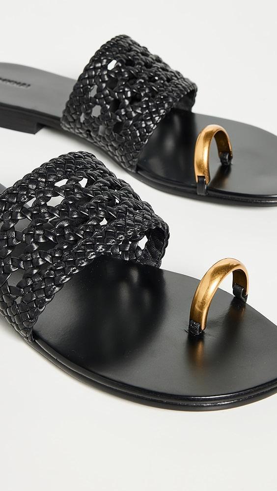 SIMKHAI Ariana Woven Leather Sandals with Metal Toe Ring | Shopbop Product Image
