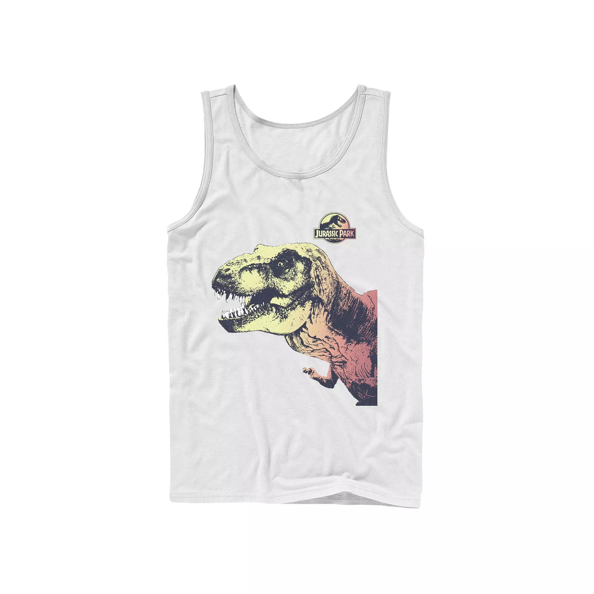 Men's Jurassic Park T-Rex Sunset Color Fil In Tank Top, Size: Large, White Product Image