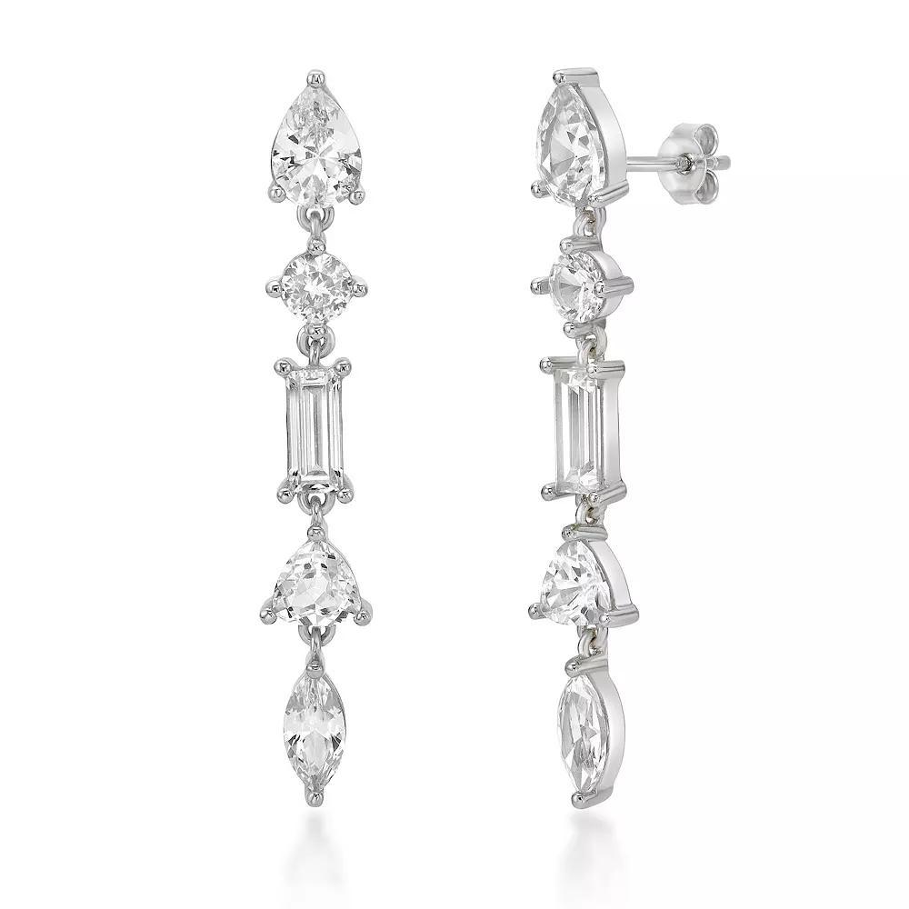 Gemminded Sterling Silver Lab-Created White Sapphire Drop Earrings, Women's Product Image