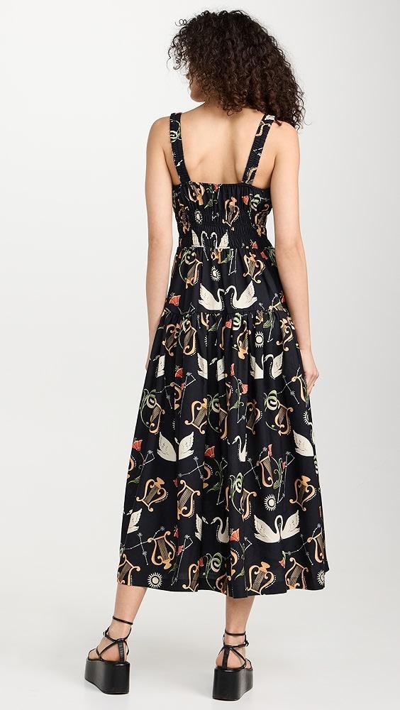 KITRI Isobel Black Cygnus and Lyra Print Midi Dress | Shopbop Product Image