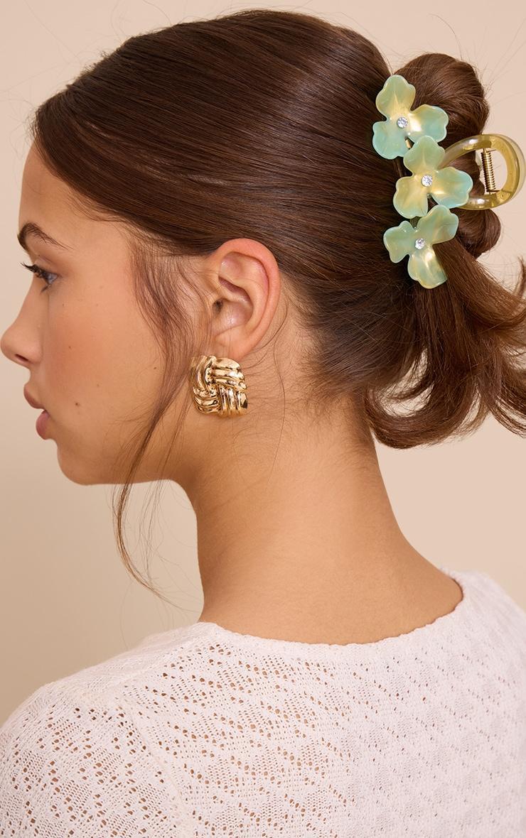 Green Dual Tone Flower Claw Clip Product Image