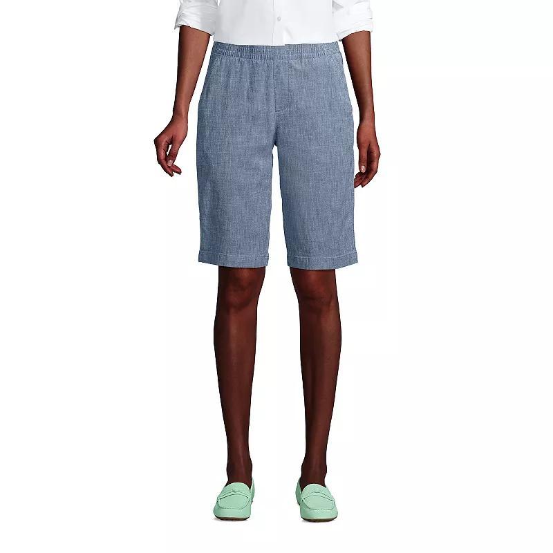 Women's Lands' End Pull-On Long Chino Bermuda Shorts, Size: 2, Evening  Chambray Product Image