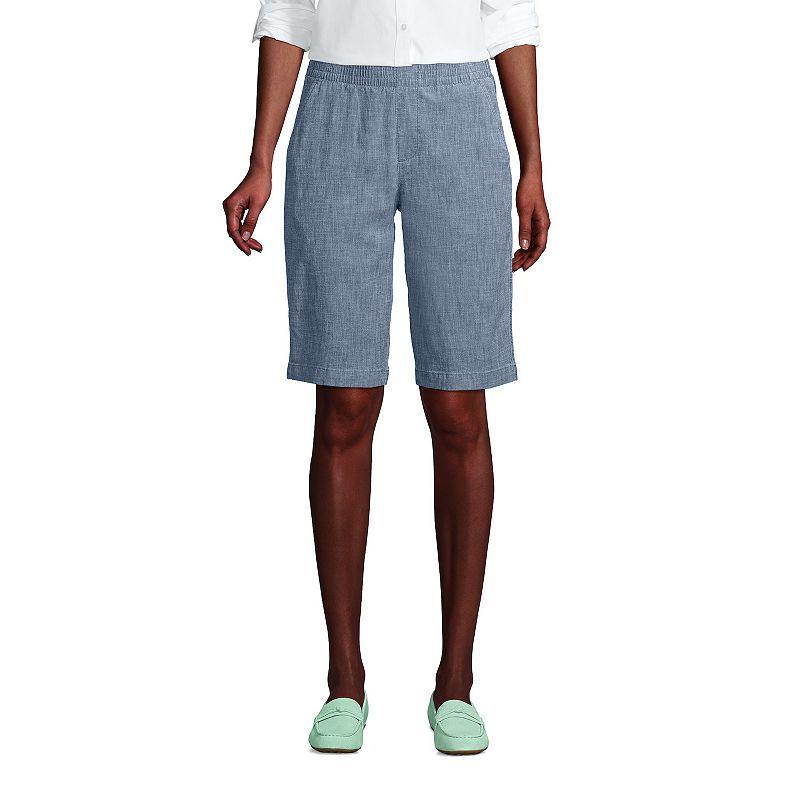 Women's Lands' End Pull-On Long Chino Bermuda Shorts, Size: 2, Evening  Chambray Product Image