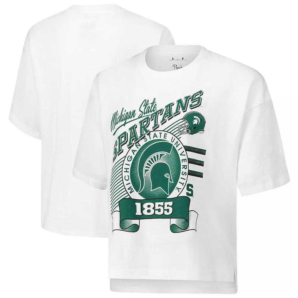 Women's Pressbox White Michigan State Spartans Rock & Roll Slub��T-Shirt, Size: Small Product Image