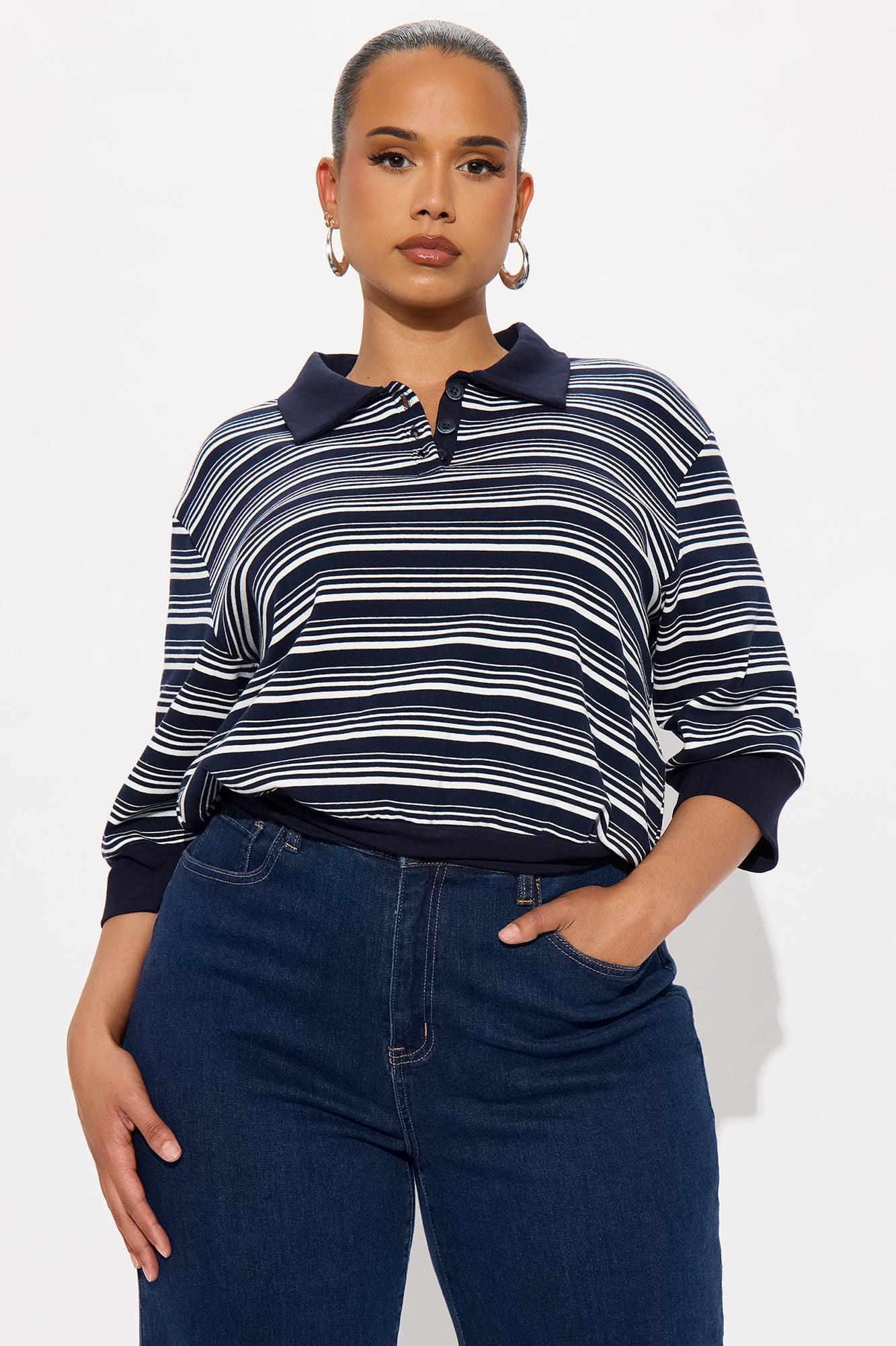 Striped Out Striped Sweater Polo  - Navy/combo Product Image
