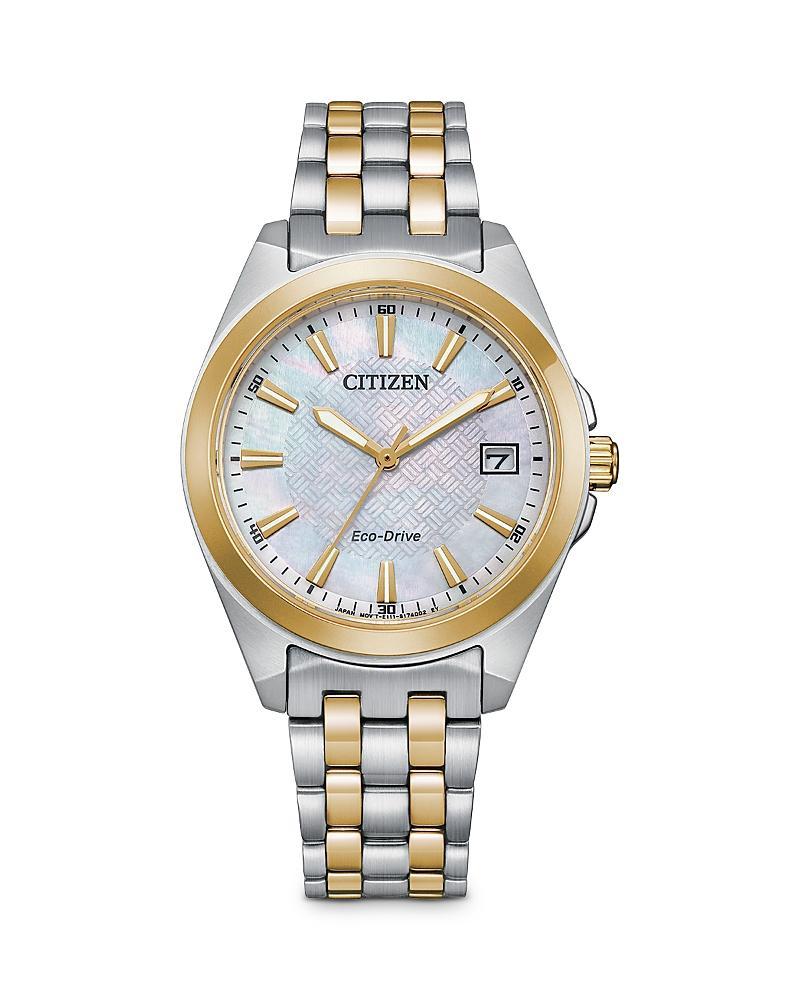 Citizen Eco-Drive Womens Corso Two-Tone Stainless Steel Bracelet Watch - EO1226-59X Rose Tone Silver Product Image