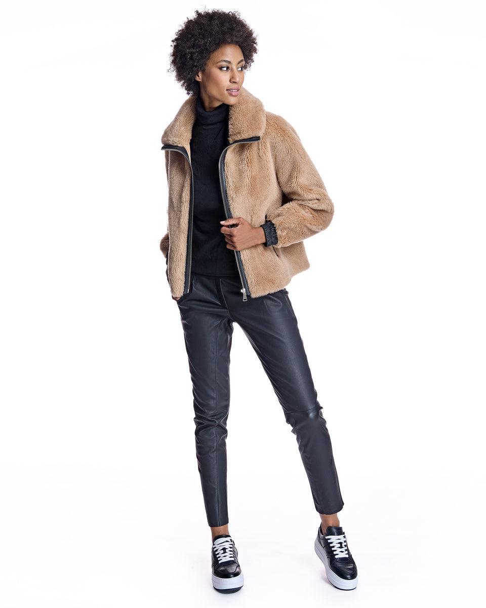 Lambswool Jacket with Leather Trims Product Image