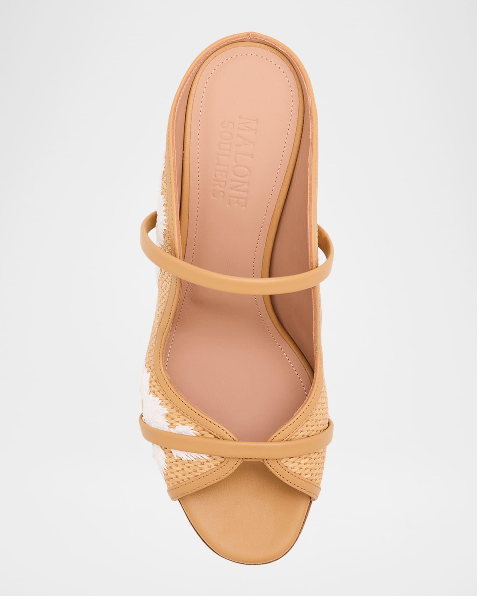 Norah Embroidered Raffia Two-Band Slide Sandals Product Image