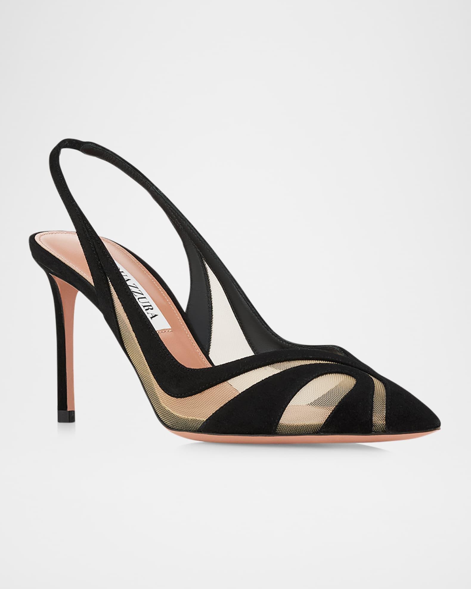 Lune Suede Mesh Slingback Pumps Product Image