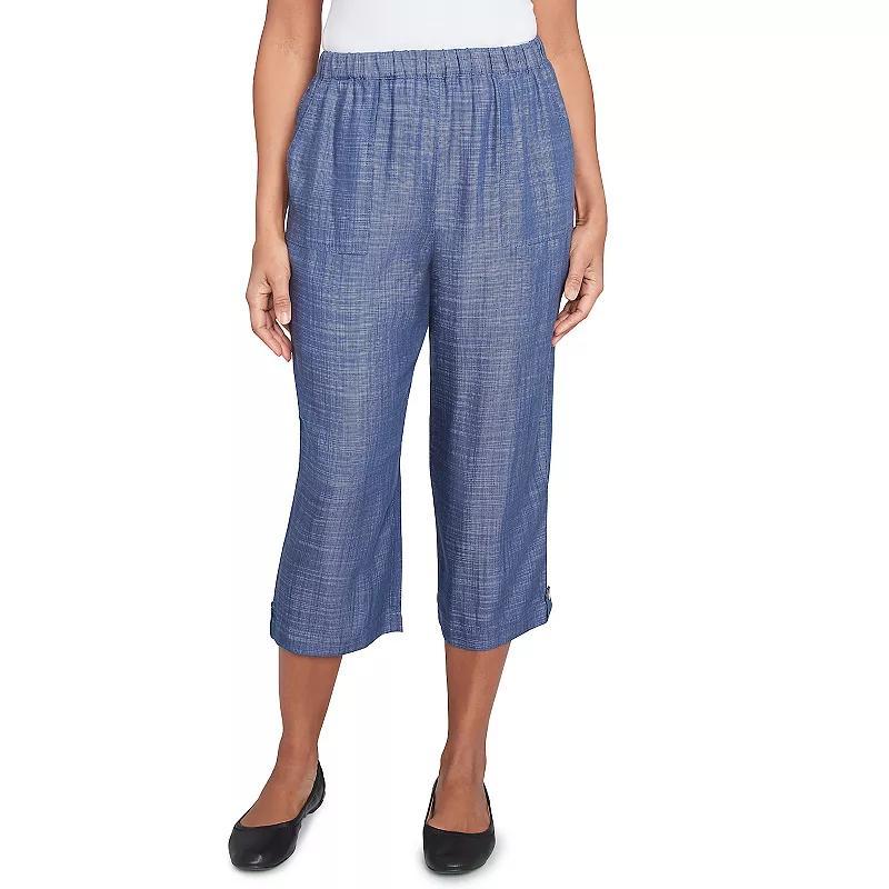 Petite Alfred Dunner Relaxed Button Tab Capri Pants, Womens Product Image