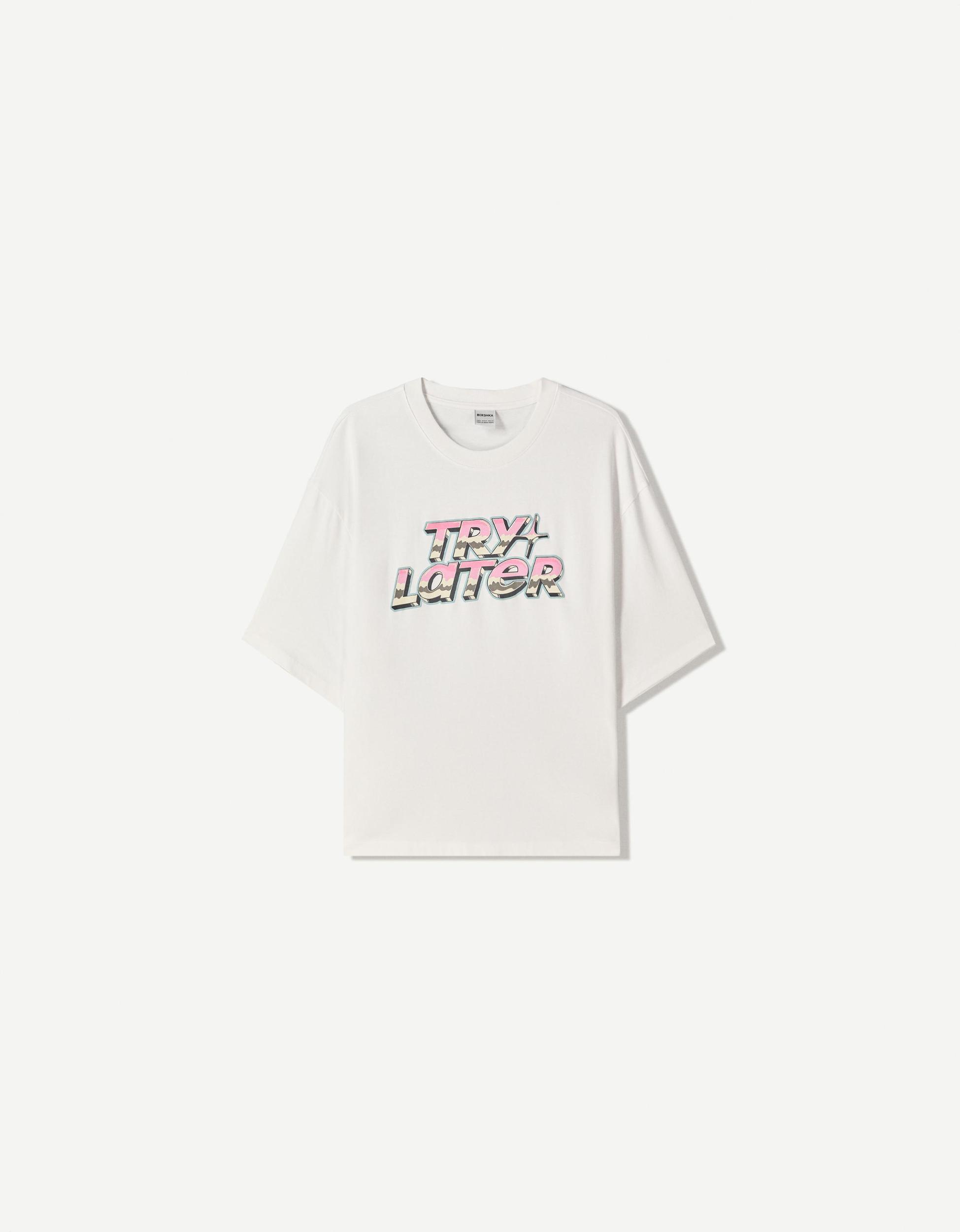 Short sleeve cropped T-shirt with print Product Image