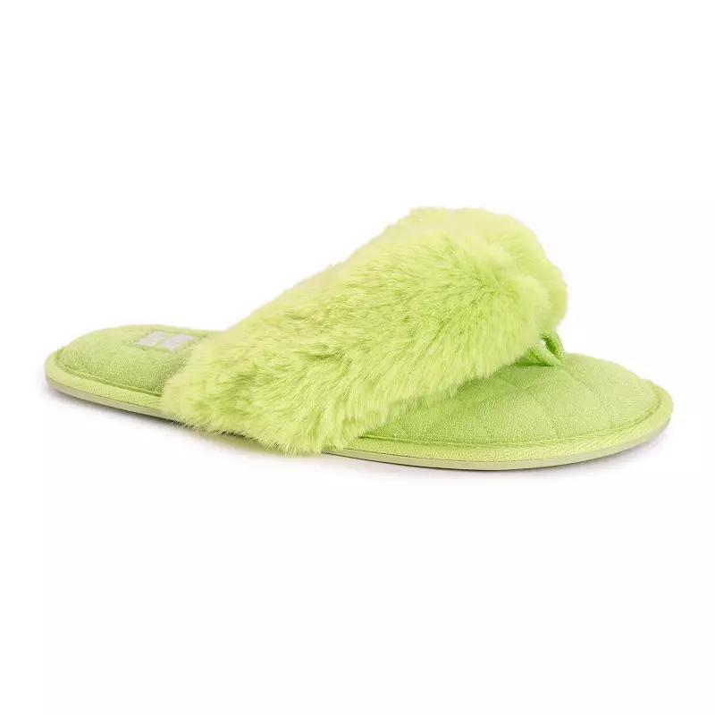 MUK LUKS Maren Faux Fur Women's Thong Slippers, Size: Large, Water Ballet Product Image