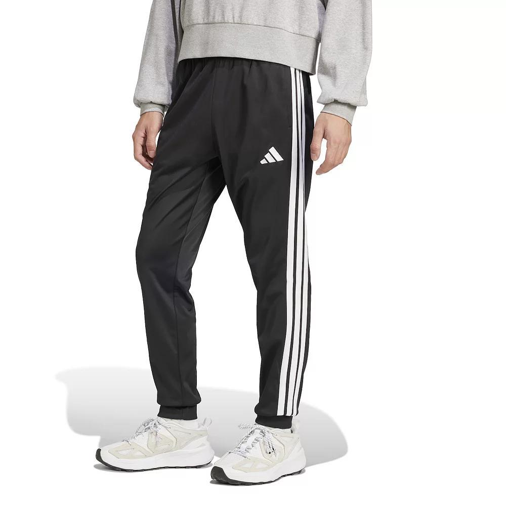 Men's adidas 3-Stripes Tricot Tapered Track Pants, Size: Small, Black Product Image