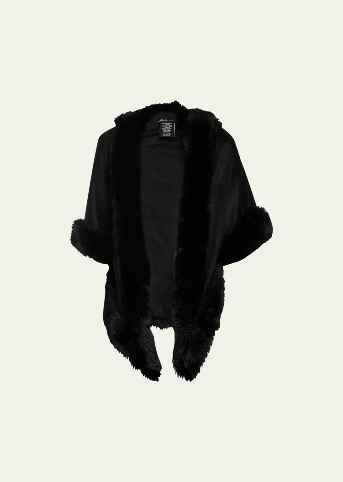 Cashmere Faux Fur Trimmed Diamond Wrap Product Image