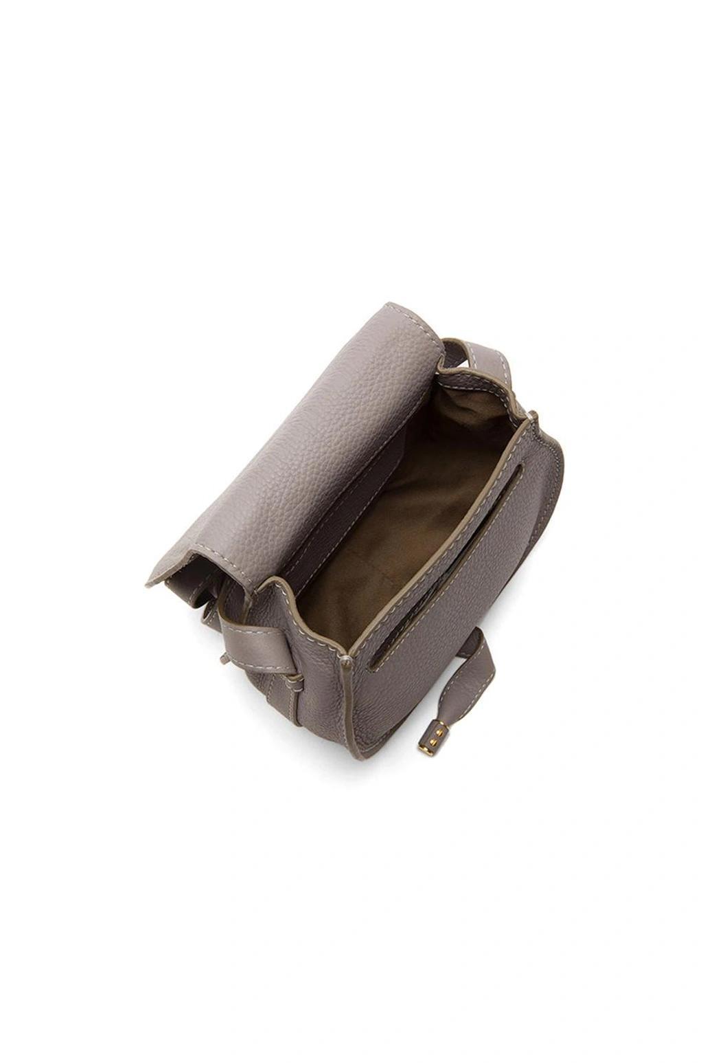 CHLOÉ Small Marcie Grained Calfskin Saddle Bag In Grey Product Image