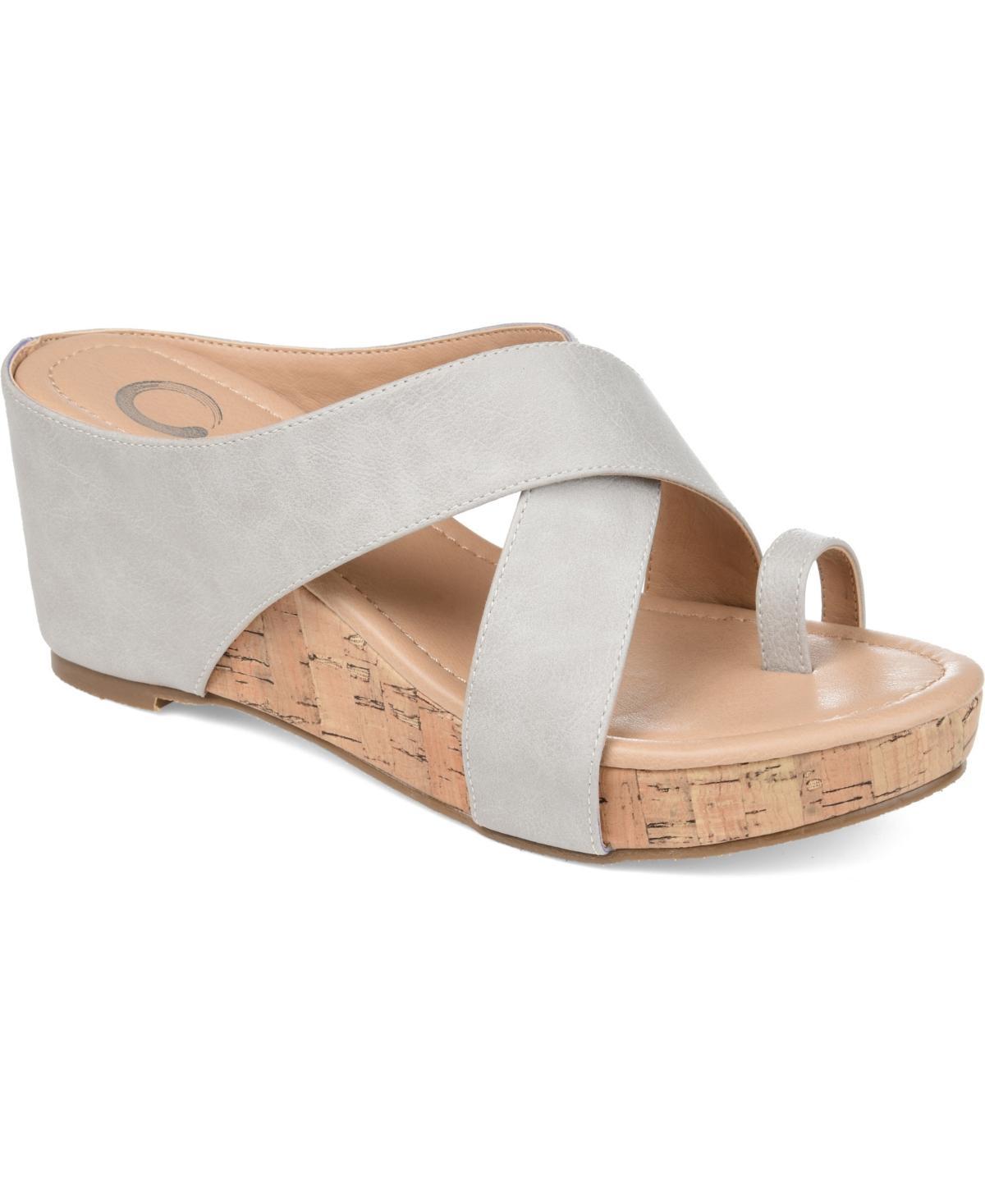 Journee Rayna Womens Wedge Sandals Blue Product Image
