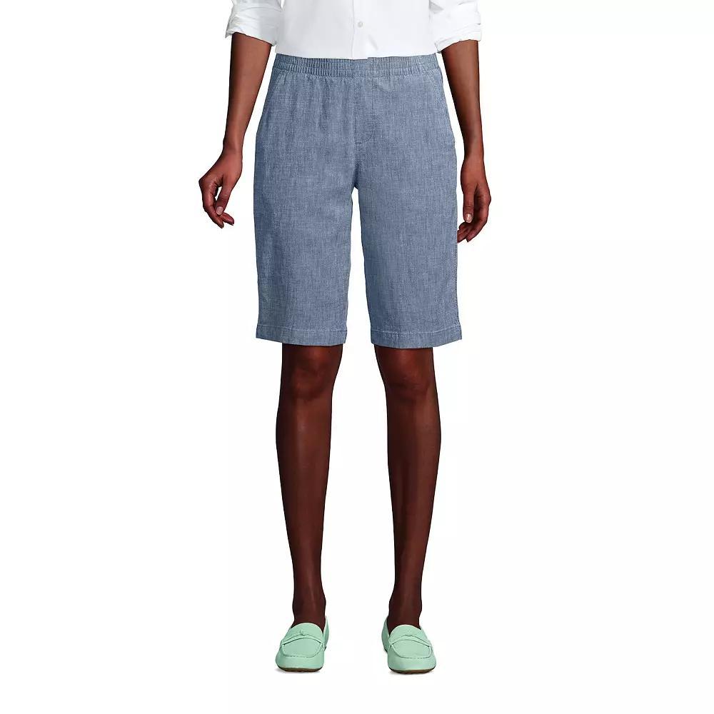 Women's Lands' End Pull-On Long Chino Bermuda Shorts, Size: 2, Evening  Chambray Product Image