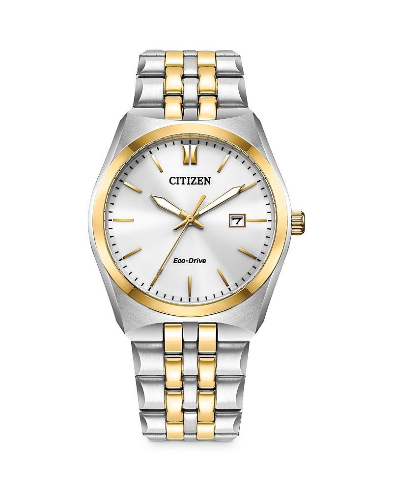 Citizen Eco-Drive Corso Mens Two-Tone Stainless Steel Bracelet Watch Gold Silver Product Image