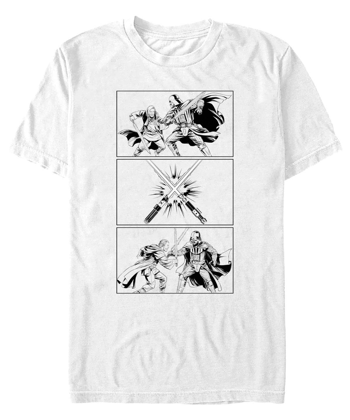 Men's Obi-Wan Kenobi Panel Darth Vader & Obi-Wan First Duel Tee, Size: XL, White Product Image