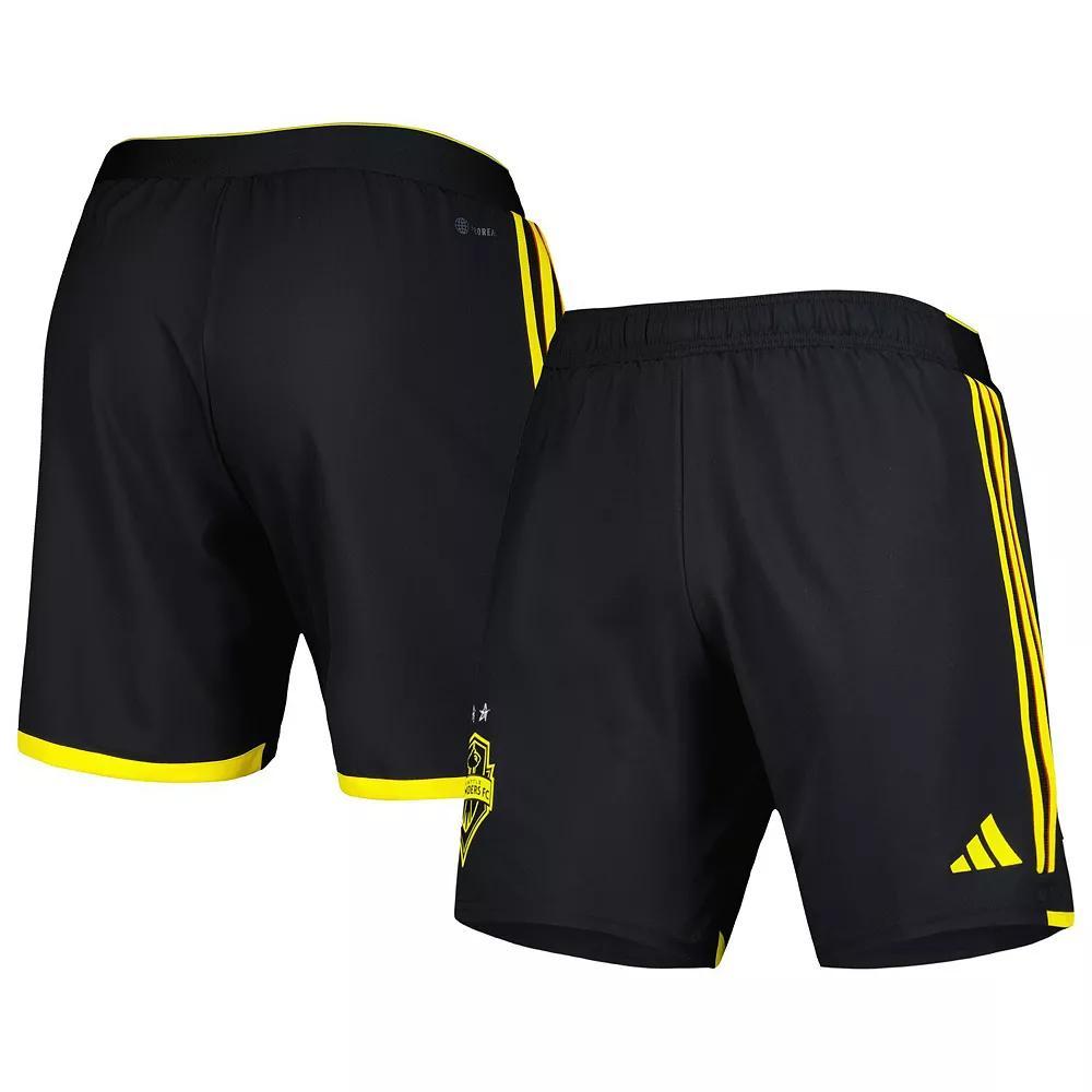 Men's adidas Black Seattle Sounders FC 2023 Away AEROREADY Authentic Shorts, Size: XL Product Image