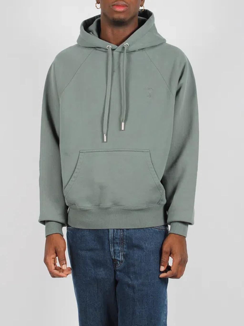 AMI ALEXANDRE MATTIUSSI Green Cotton Hoodie Product Image
