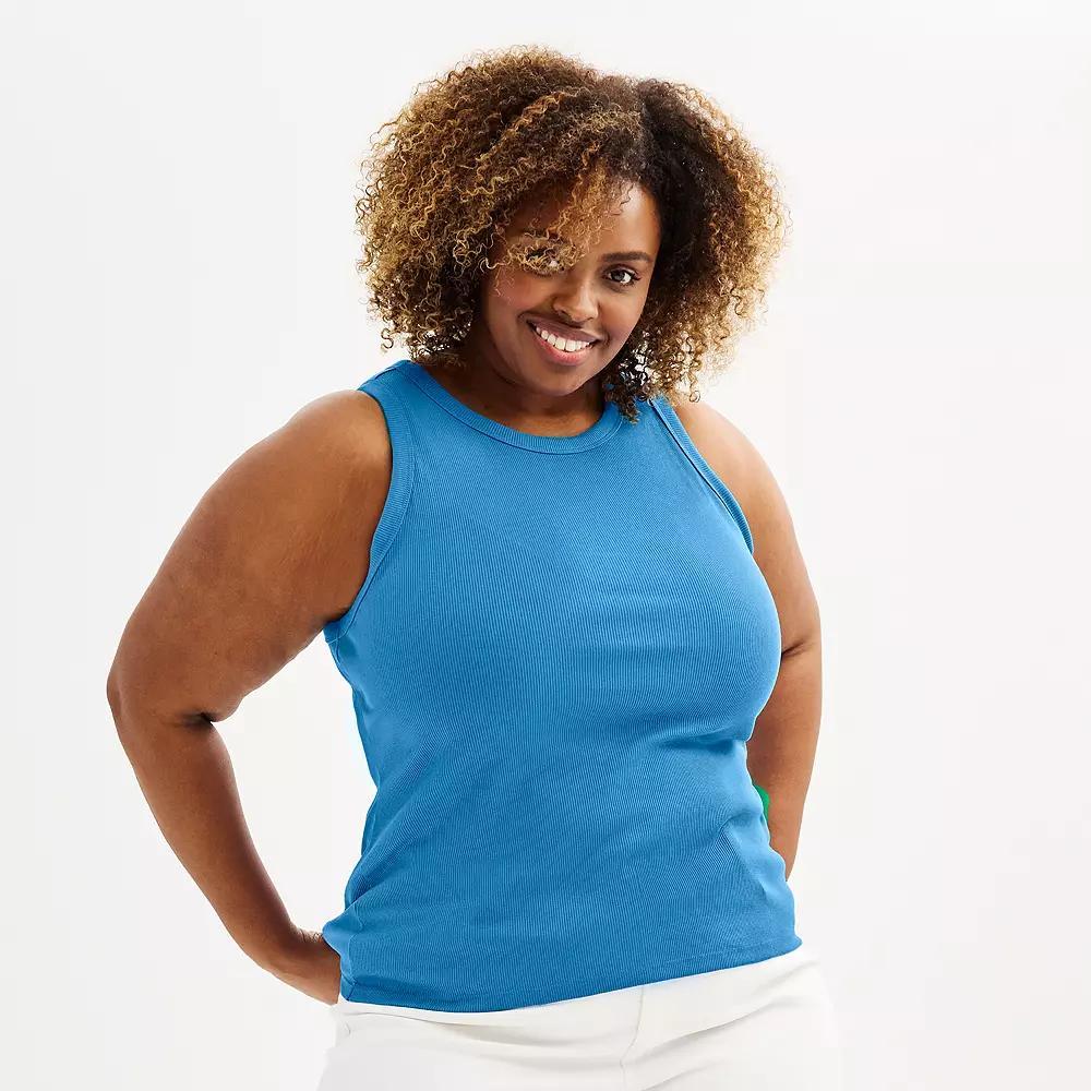 Plus Size Sonoma Goods For Life® High Neck Ribbed Layering Tank Top, Women's, Size: 2XL, Sheer Heaven Product Image