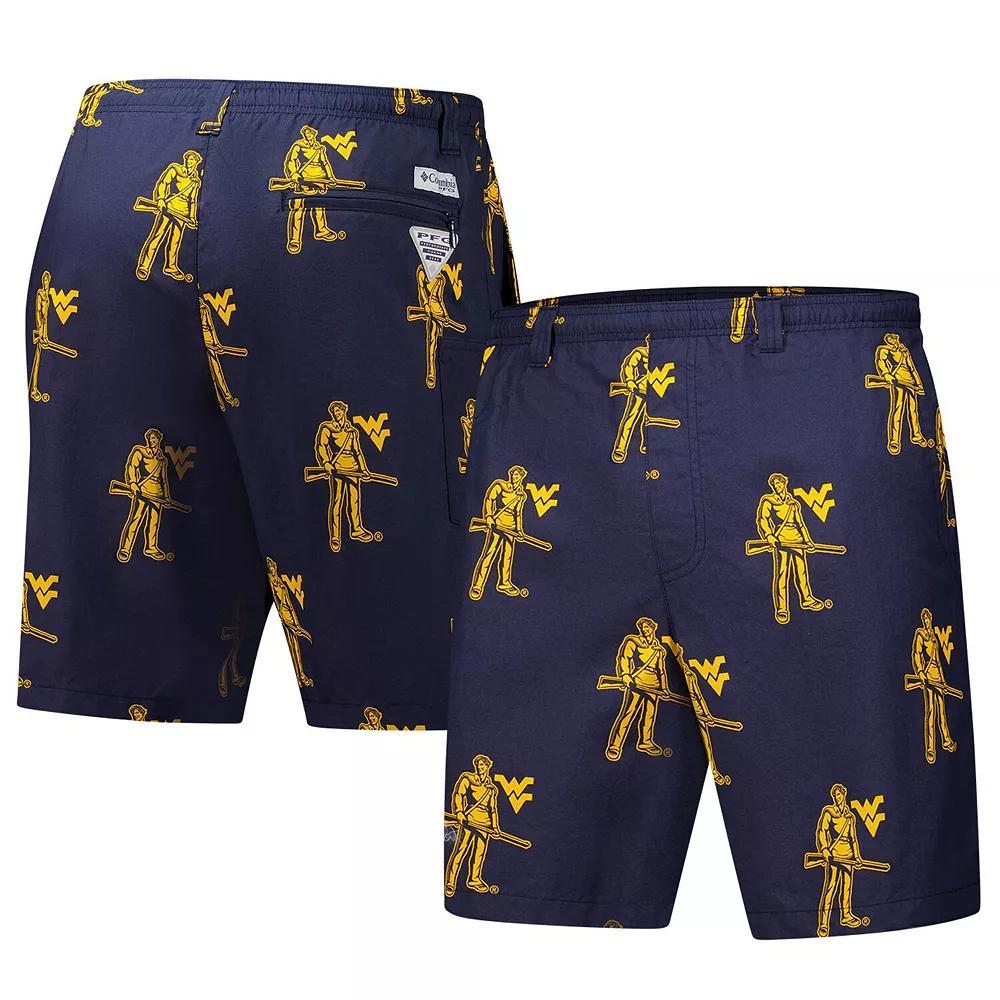 Men's Columbia Navy West Virginia Mountaineers Backcast III Printed Short, Size: Large, Blue Product Image