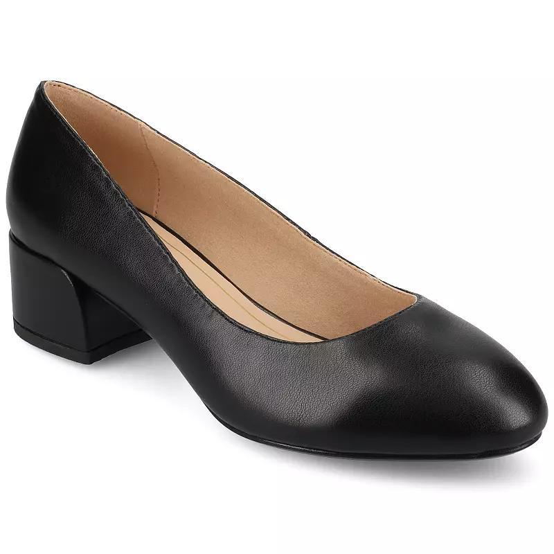 Journee Medium and Wide Width Saarii Women's Slip-On Block Heel Pumps, Size: 7, Black Product Image