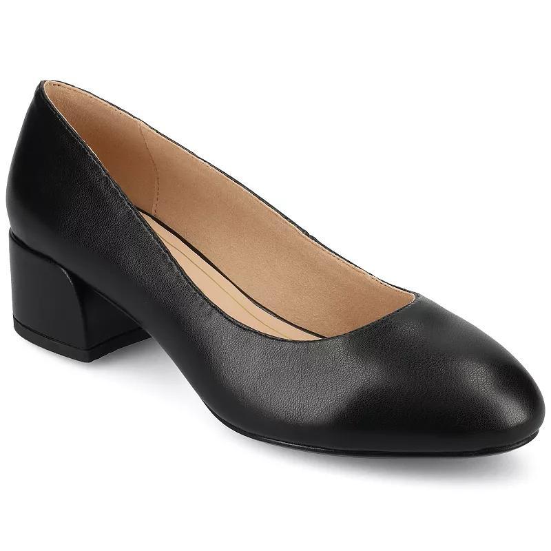 Journee Medium and Wide Width Saarii Women's Slip-On Block Heel Pumps, Size: 7, Black Product Image