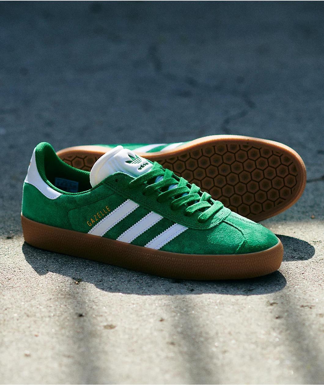adidas Gazelle ADV Green, White & Gum Shoes Product Image