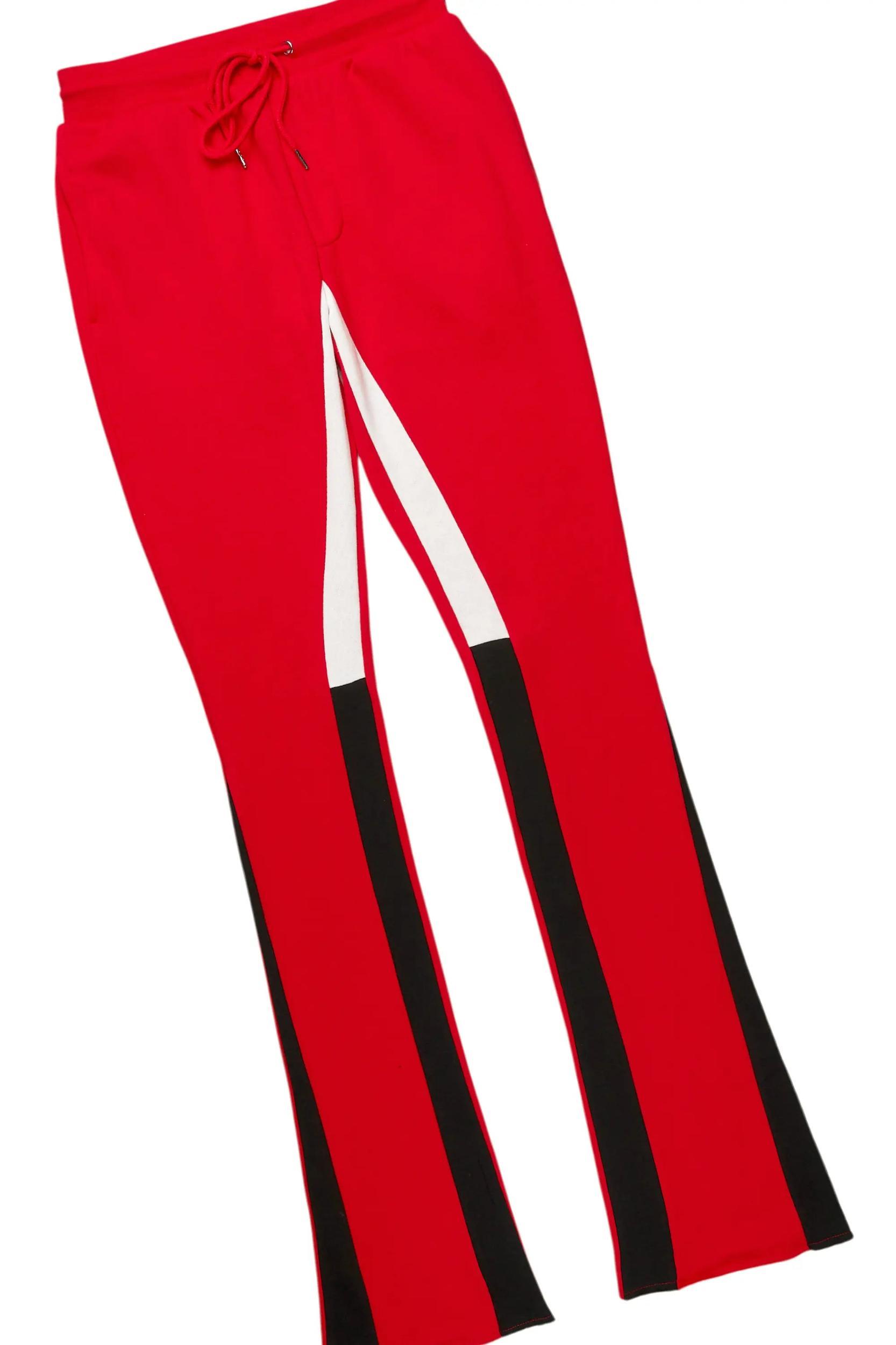 Basic Red Hoodie/Stacked Flare Track Set Male Product Image