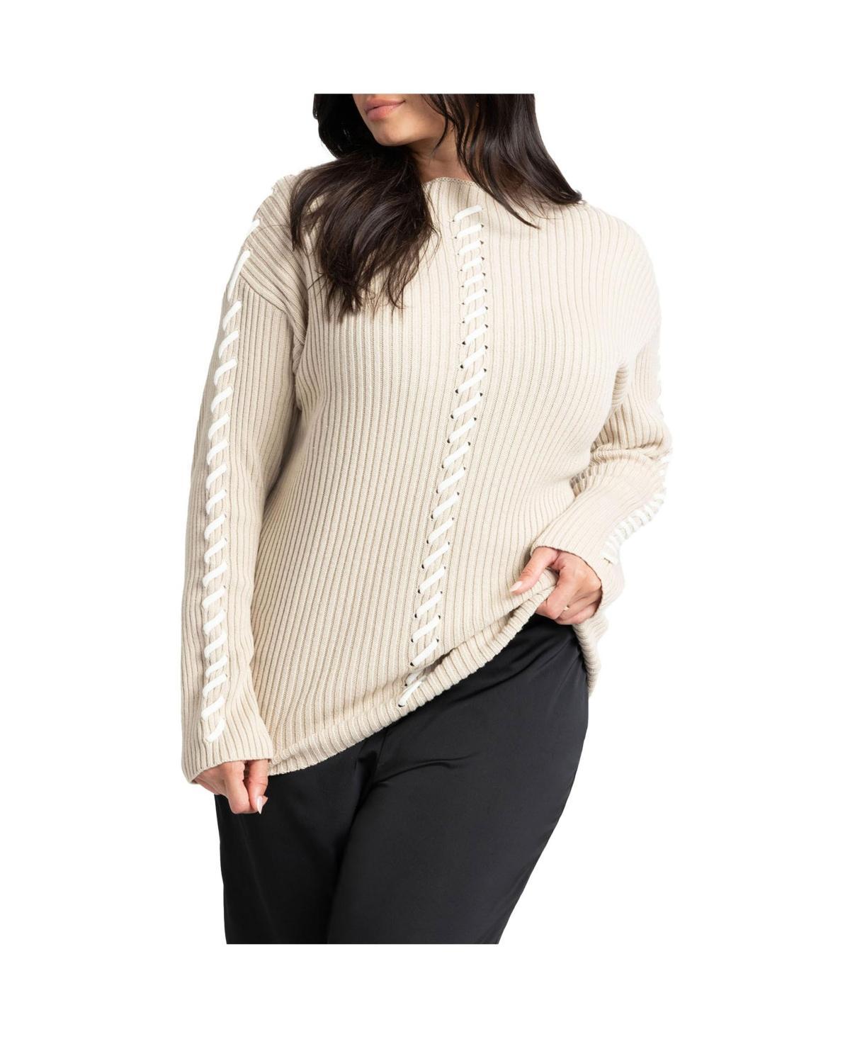 Eloquii Womens Stitch Detail Sweater Product Image