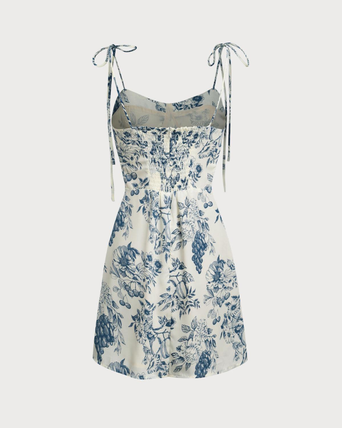 Blue Floral Slip Mini Dress Product Image