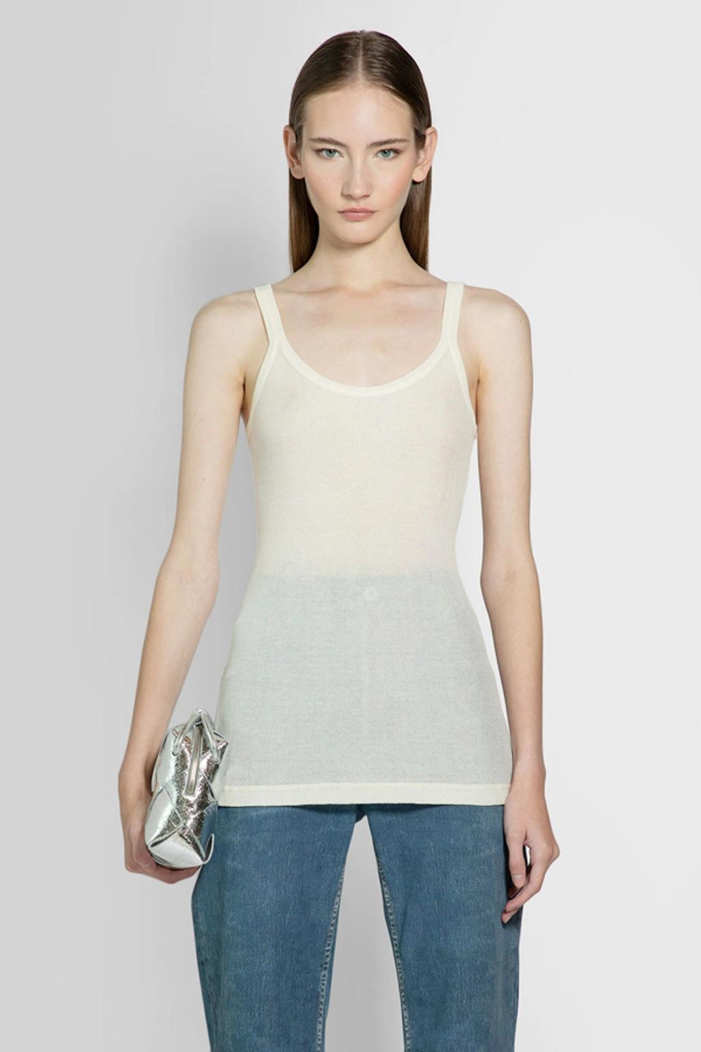 BOTTEGA VENETA Women's Ribbed Scoopneck Tank In Chalk Product Image
